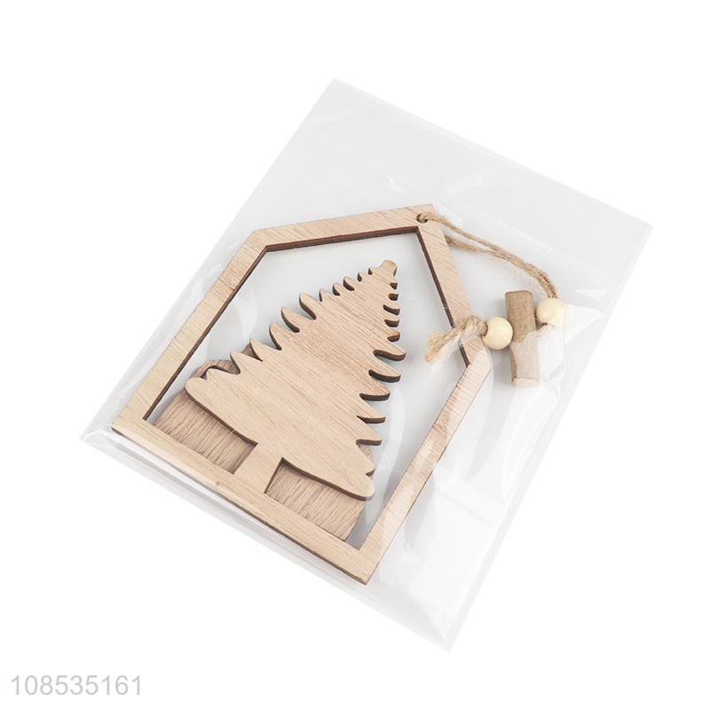 High quality laser cut wooden ornaments Xmas tree decoration