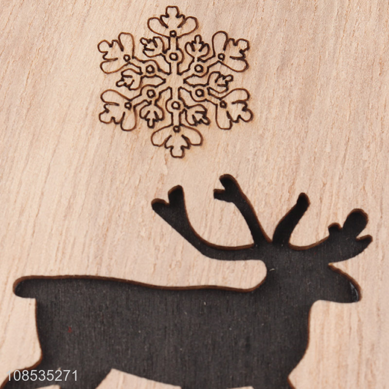 Factory supply engraved Christmas wooden carving hanging ornament