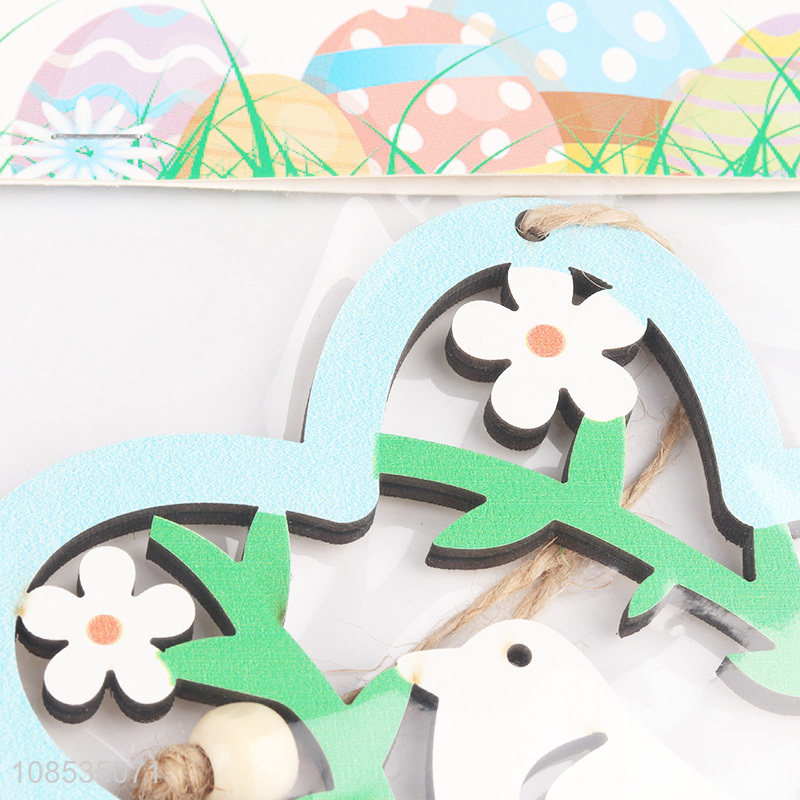New arrival hollowed out wooden Easter tree hanging ornaments