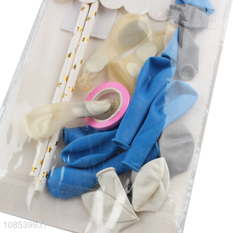 New product 14pcs latex balloons with cake topper,straws,snot glue and ribbon