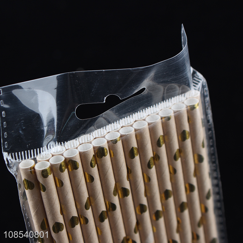 Factory price hot stamping polka dot paper straws drinking straws