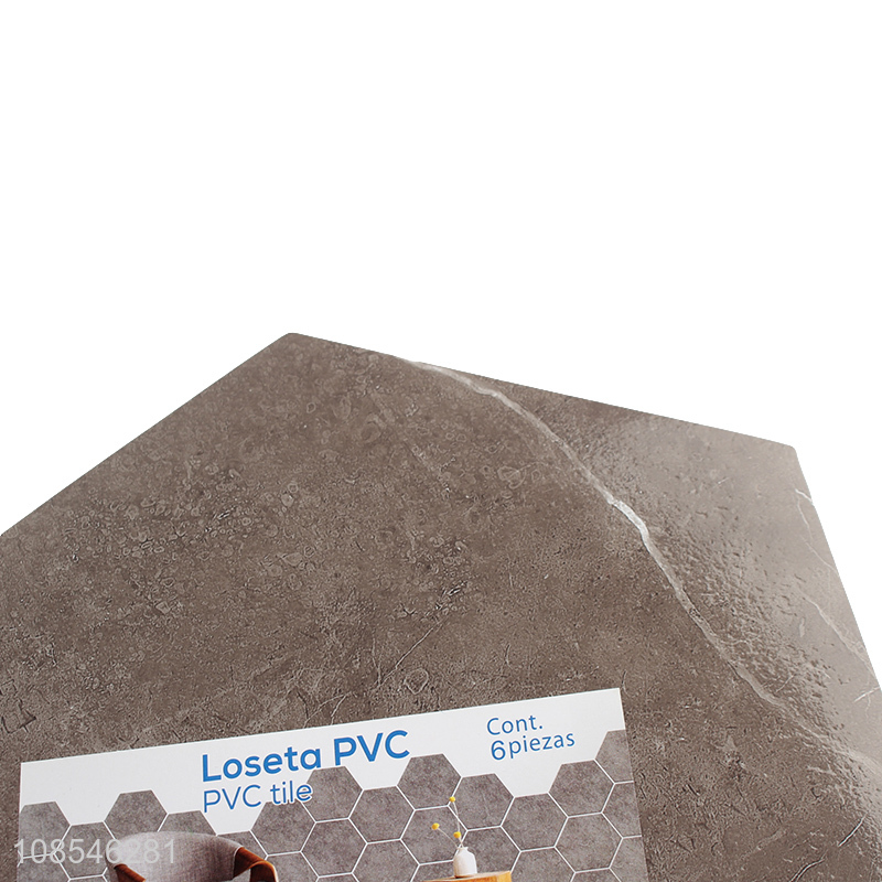 Wholesale hexagonal peel and stick pvc floor tiles plastic flooring