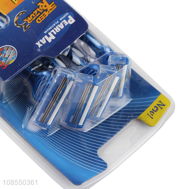 Factory wholesale triple stainless steel blade razor with rubber handle