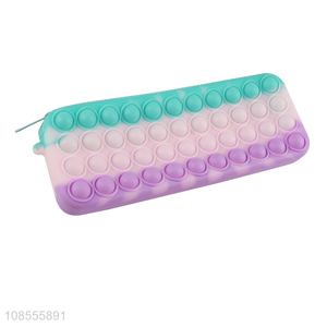 Wholesale kids school stationery pop it silicone pencil pouch