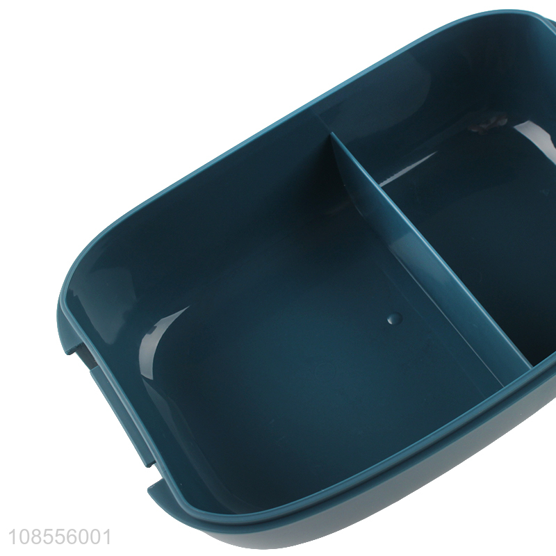 Wholesale food grade plastic 2-compartment bento box with spoon & fork