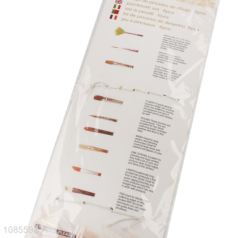 Low price 6pcs/set painting brush set artist brush set