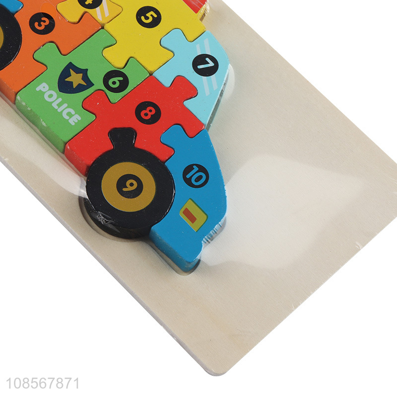 Wholesale wooden educational toy wooden car puzzle for kids