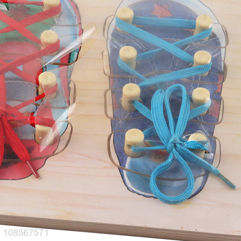 Wholesale educational lace up shoes toy montessori toy for kids