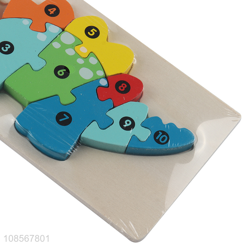 Wholesale educational wooden dinosaur jigsaw puzzle for toddlers