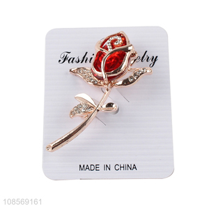 New arrival rhinstone alloy rose flower brooch pin lapel pin