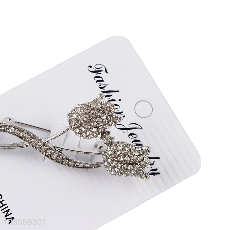 Wholesale exquisite crystal rhinestone tulip brooch alloy brooch