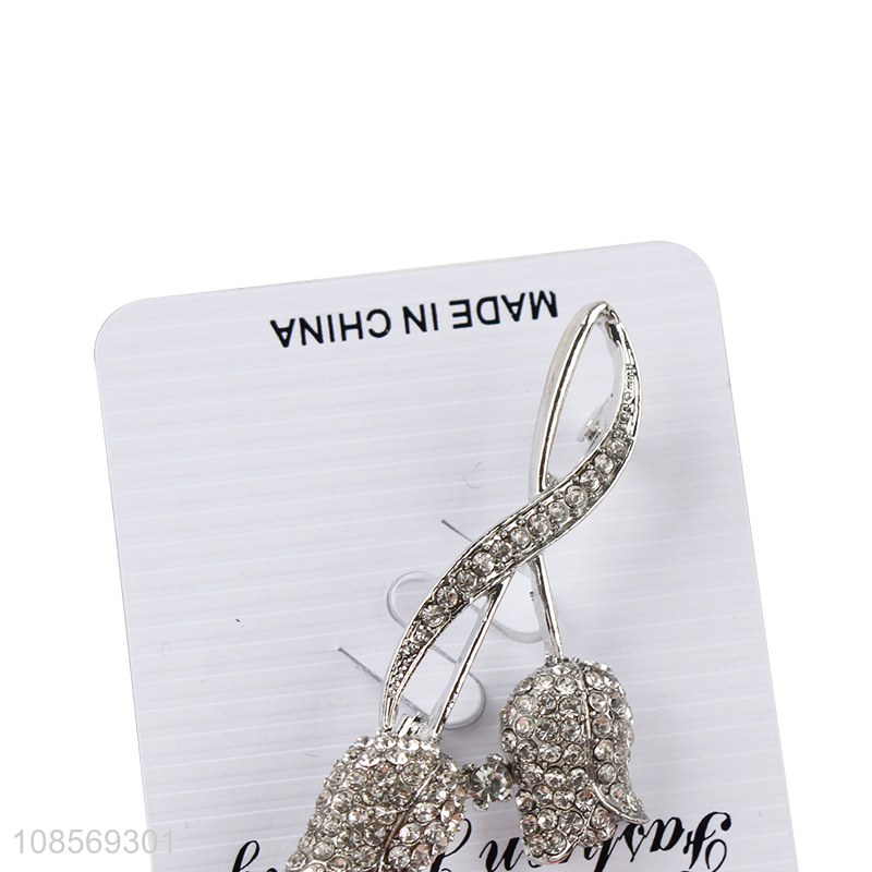 Wholesale exquisite crystal rhinestone tulip brooch alloy brooch