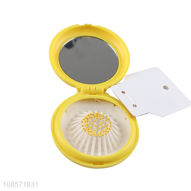 Hot selling round portable folding comb with mirror for kids