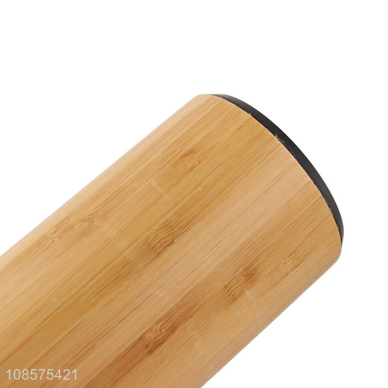 Wholesale 450ml bamboo shell stainless steel vacuum flask water bottle