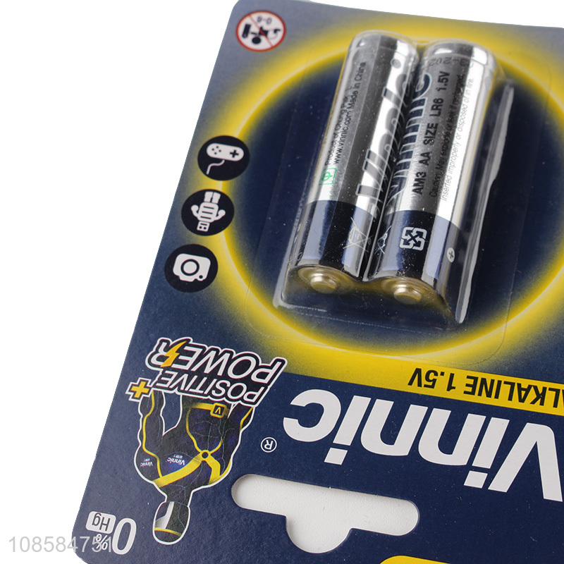 High quality 2 pieces 1.5V AA alkaline zinc-manganese batteries