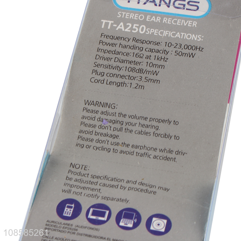 Top sale stereo ear receiver dynamic sound canal earphones