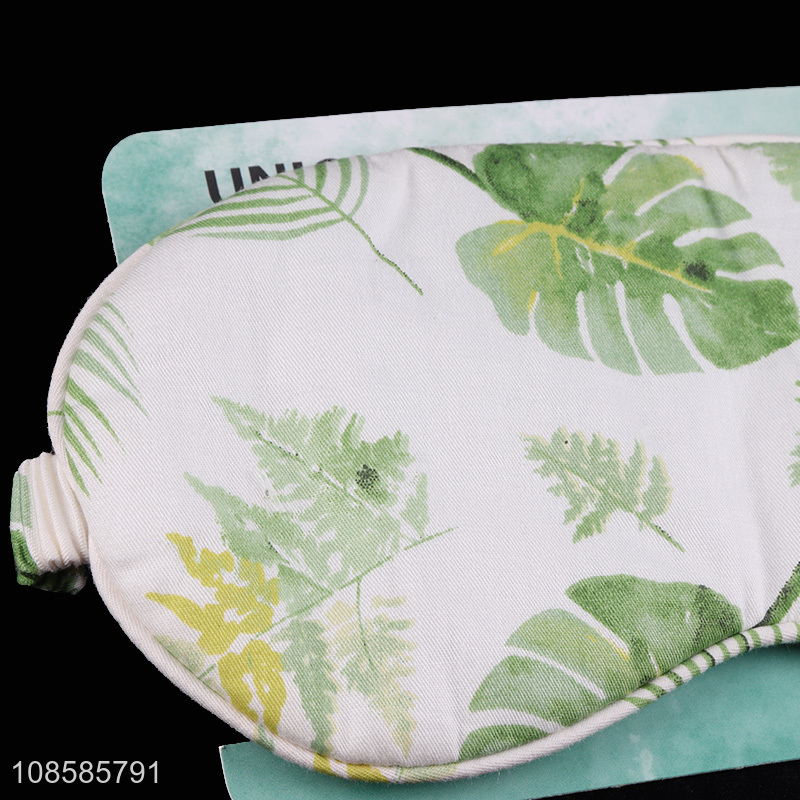 Hot selling green leaf printed imitated silk sleeping eye mask