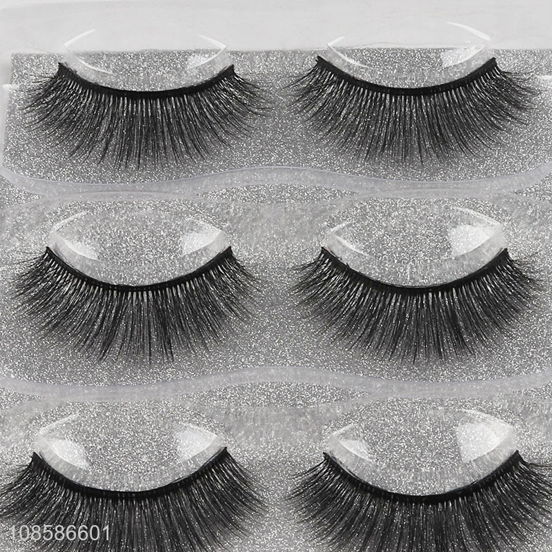 Factory wholesale 3 pairs 6D fluffy eyelashes short false lashes packs