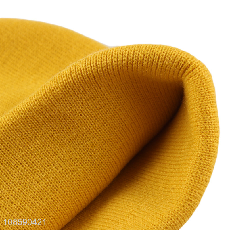 Wholesale trendy winter knitted cuffed beanies for men women