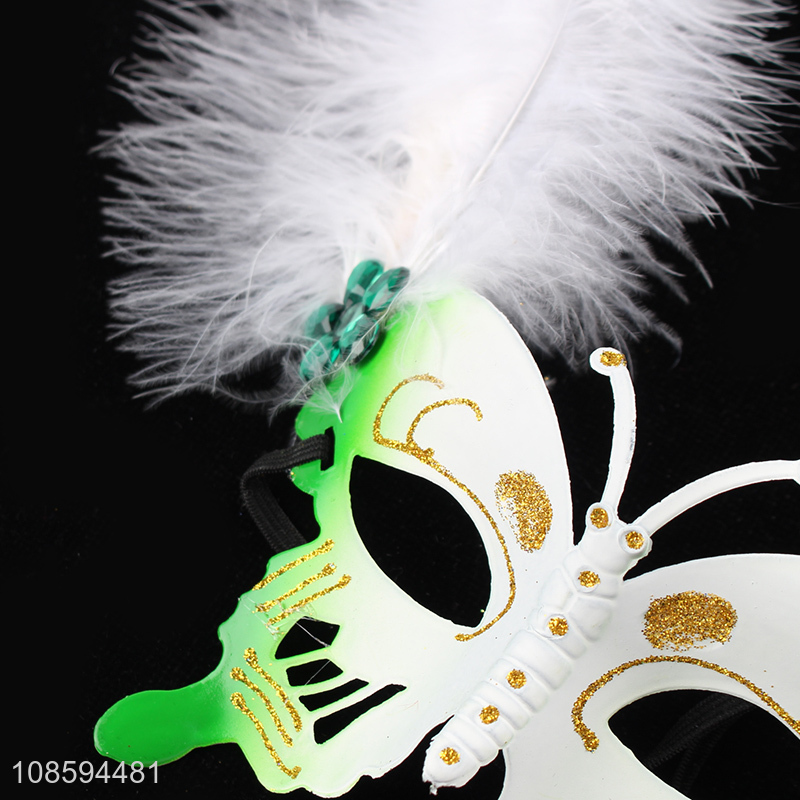 Popular products butterfly shape children party mask with feather
