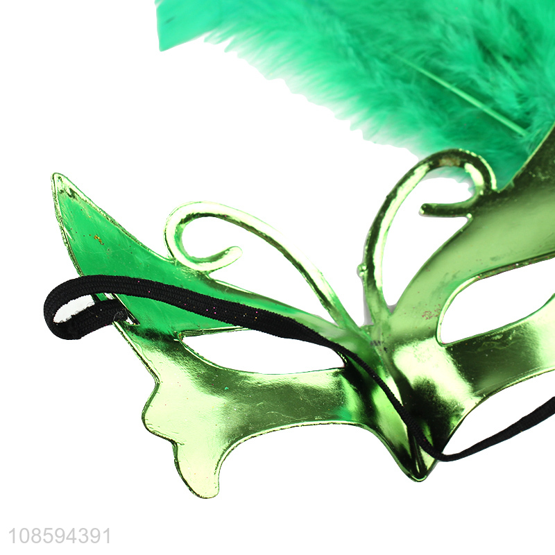 China products plastic children half face party mask with feather