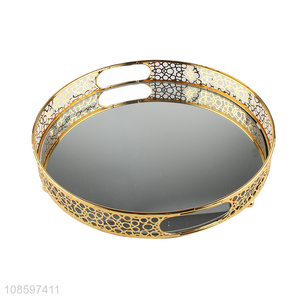 Factory price glass mirror snack coffee dessert tray for sale