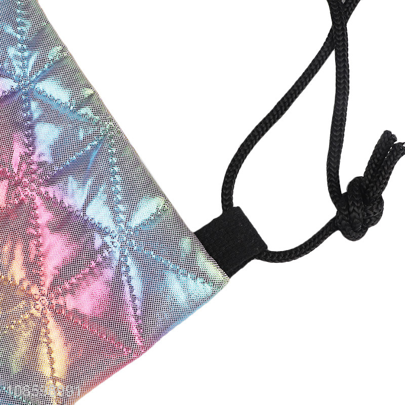 High quality fashionable quilted polyester drawstring bag shopping bag