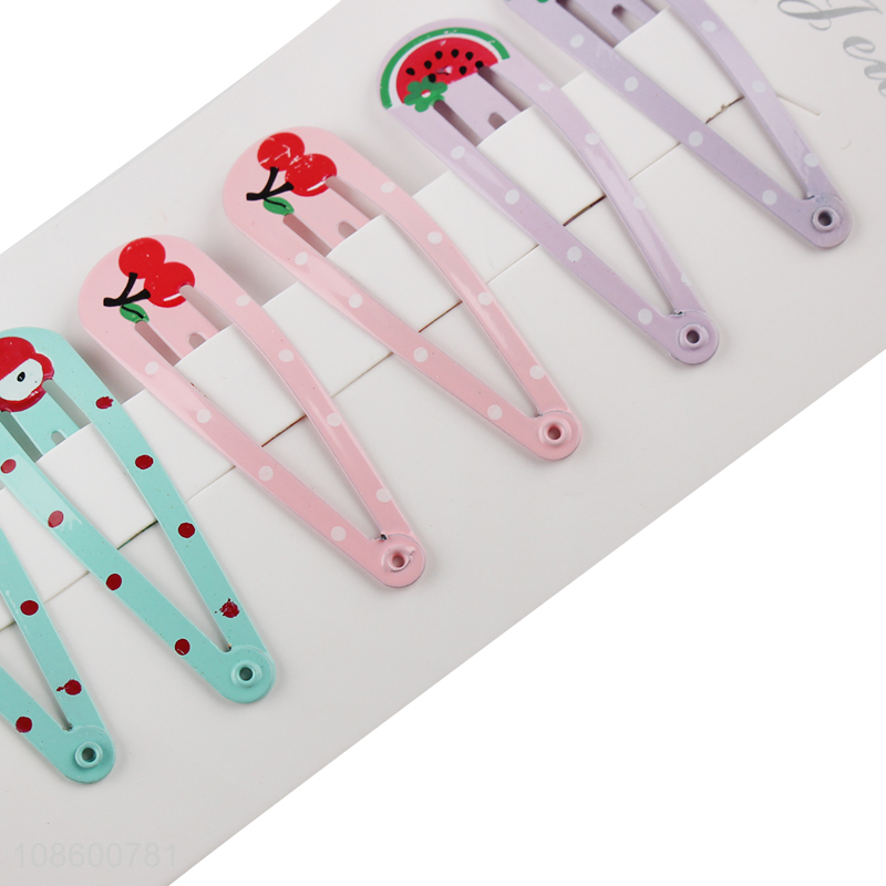 Hot selling fruit hair clip set metal hairpin set for kids