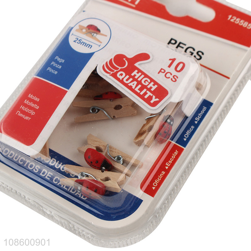 Wholesale 10pcs cute beetle wooden clips cartoon photo clips