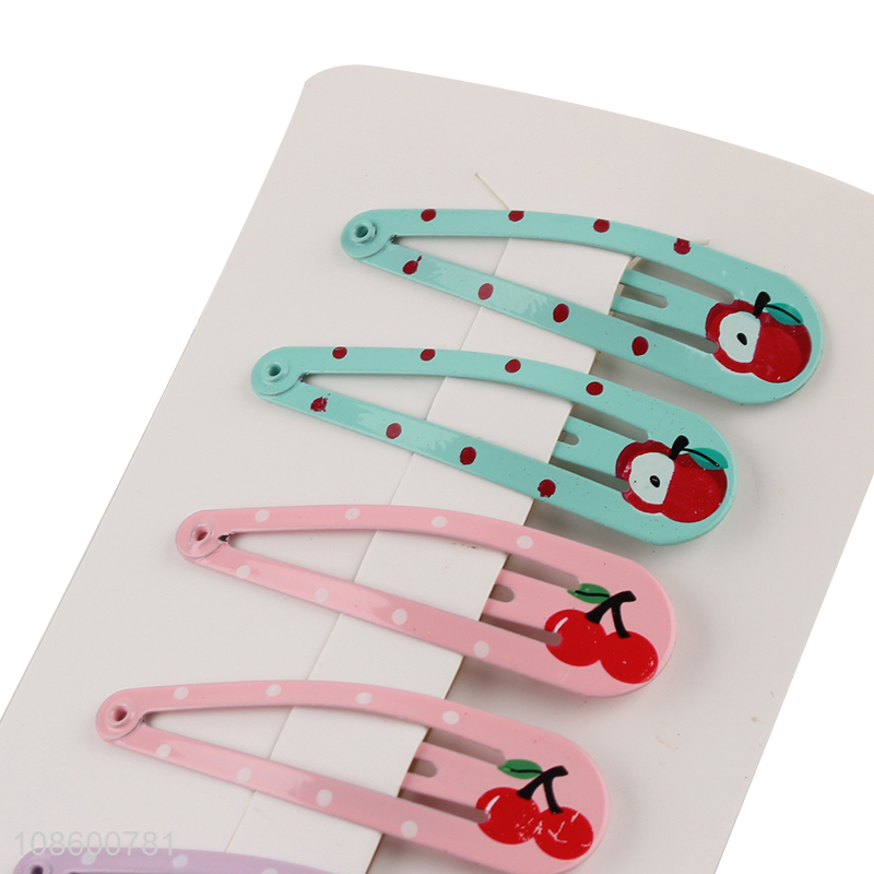 Hot selling fruit hair clip set metal hairpin set for kids