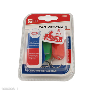 Wholesale 5pcs plastic tag keychain split ring label window