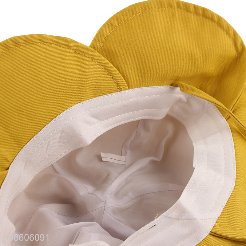 Wholesale solid color flower shaped bucket hat outdoor sunhat for kids