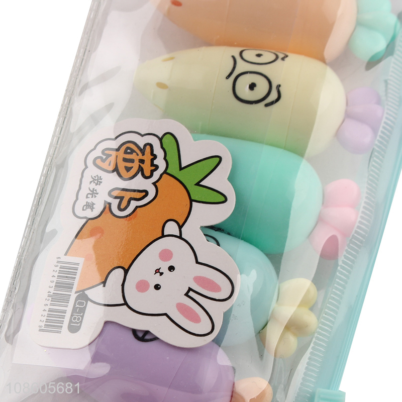 Good quality 6 macaron colors mini highlighters for kids students