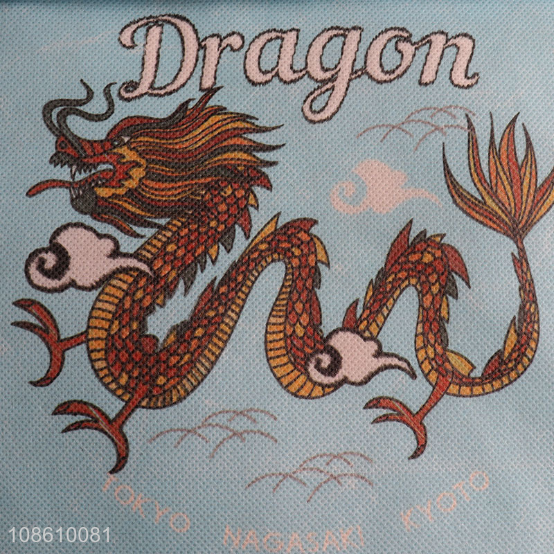 New products dragon printed folding nonwoven storage box with lid