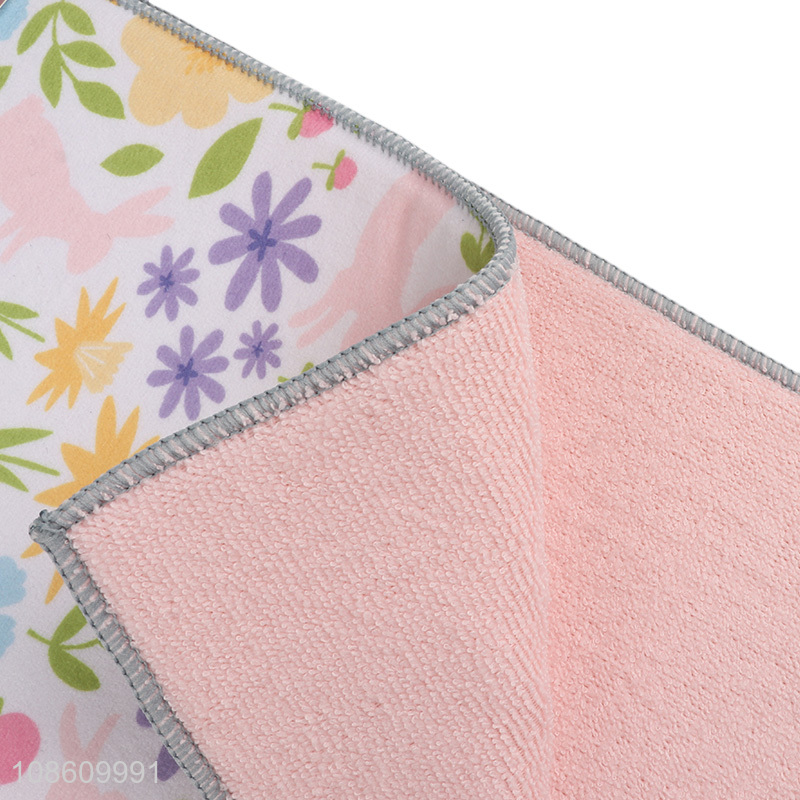 Wholesale floral printed absorbent reversible microfiber dish drying mat