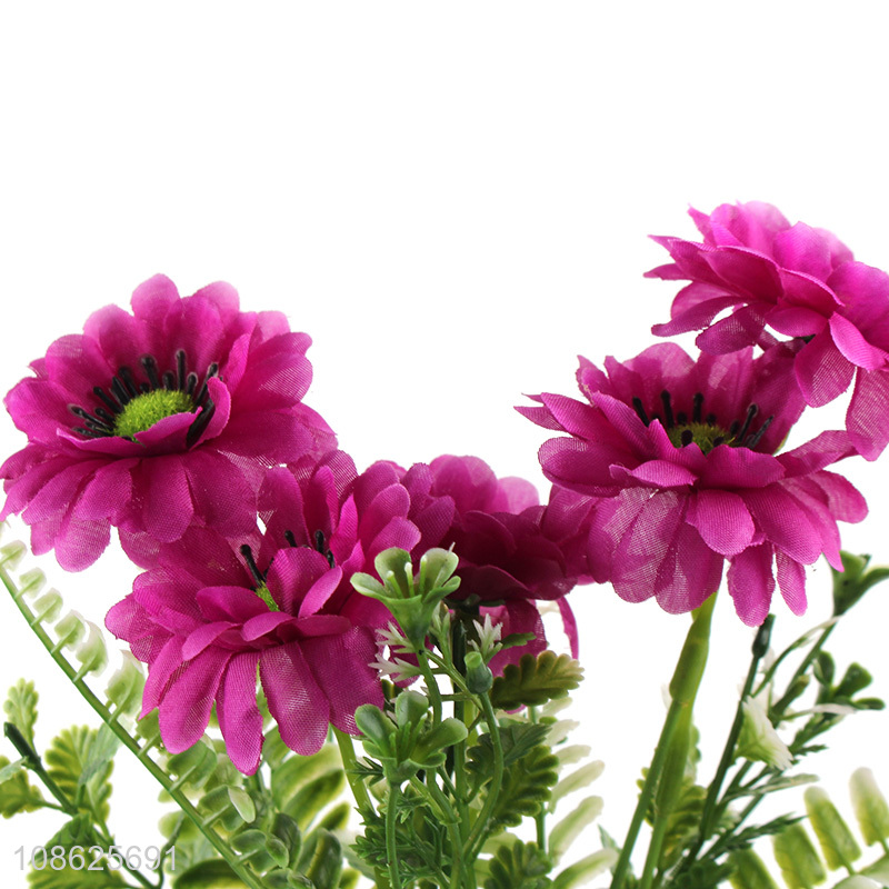Good quality 6 branch chrysanthemum decorative plastic flowers