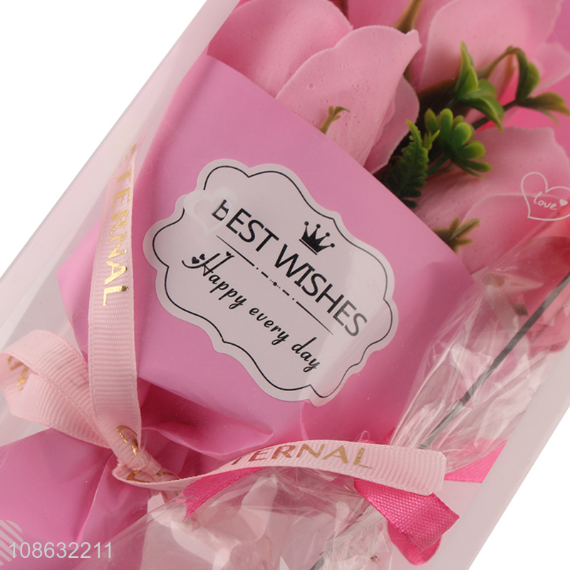 Factory price artificial bouquet soap rose flower gift box Valentines gift