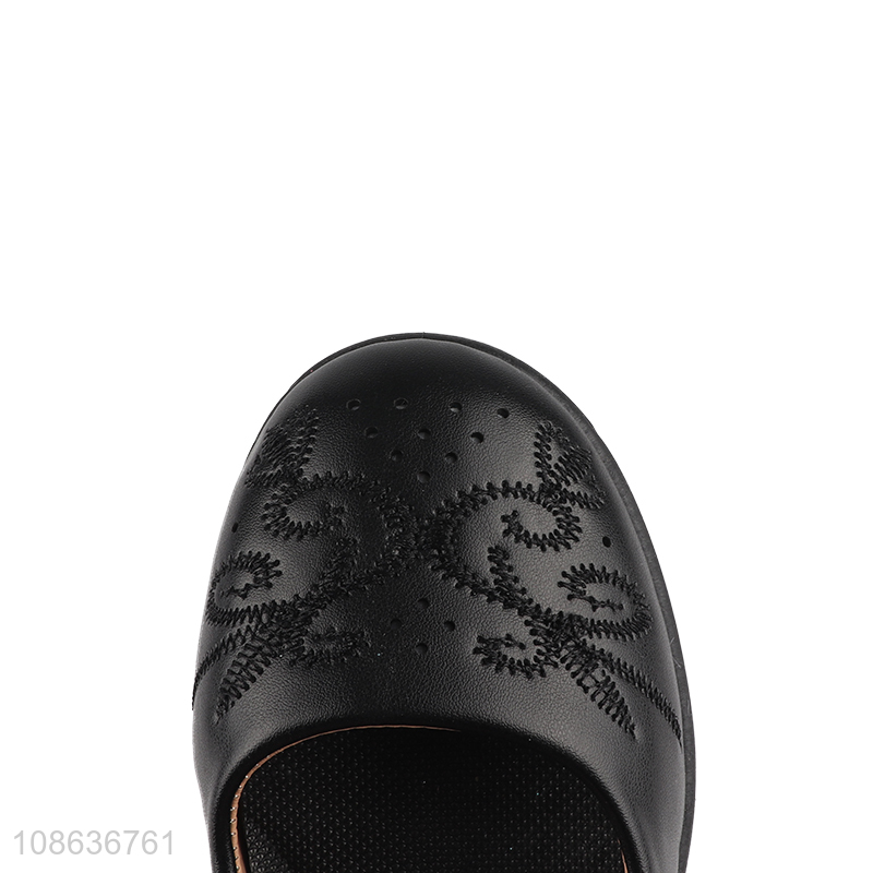 Good selling black girls children leather shoes wholesale