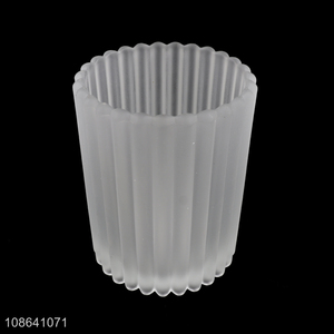 Good quality opaque ribbed glass candle holder for table decoration