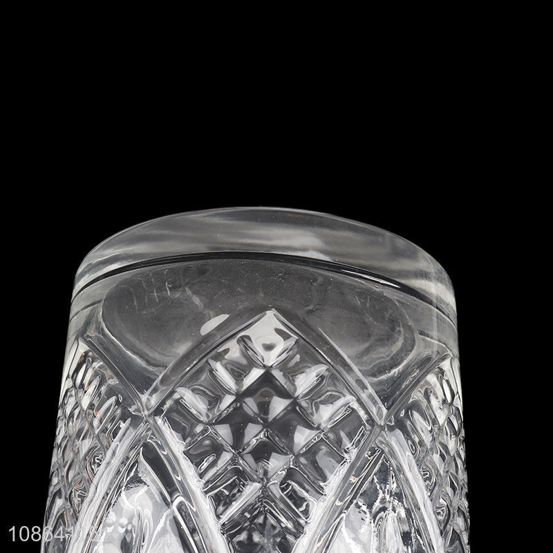 Factory supply vertical embossed glass flower vases home decoration