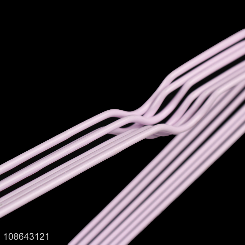 Good quality 6pcs plastic coated iron wire clothes hanger for laundry