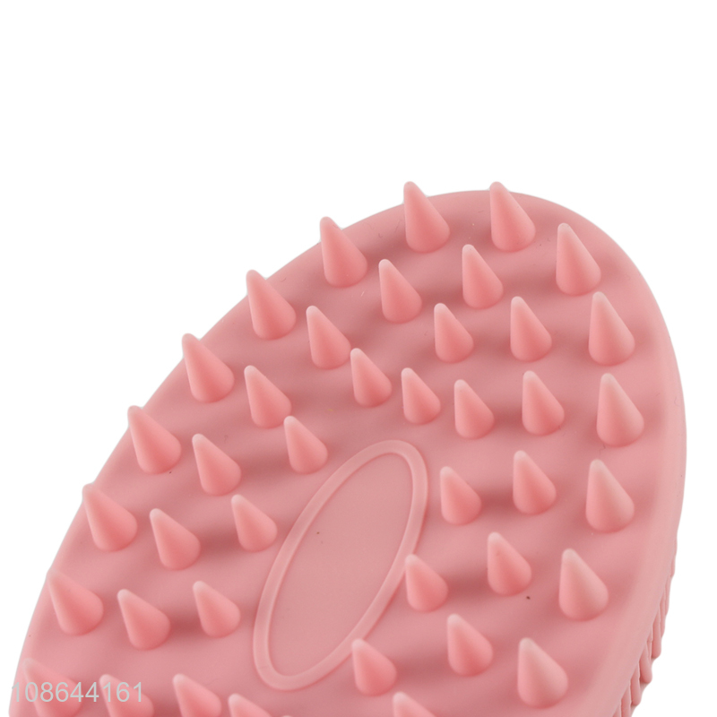 Wholesale oval double sided soft silicone bath brush shampoo brush