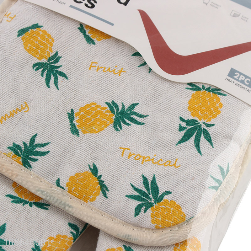 China supplier cotton and linen oven mitt and pot holder set for baking