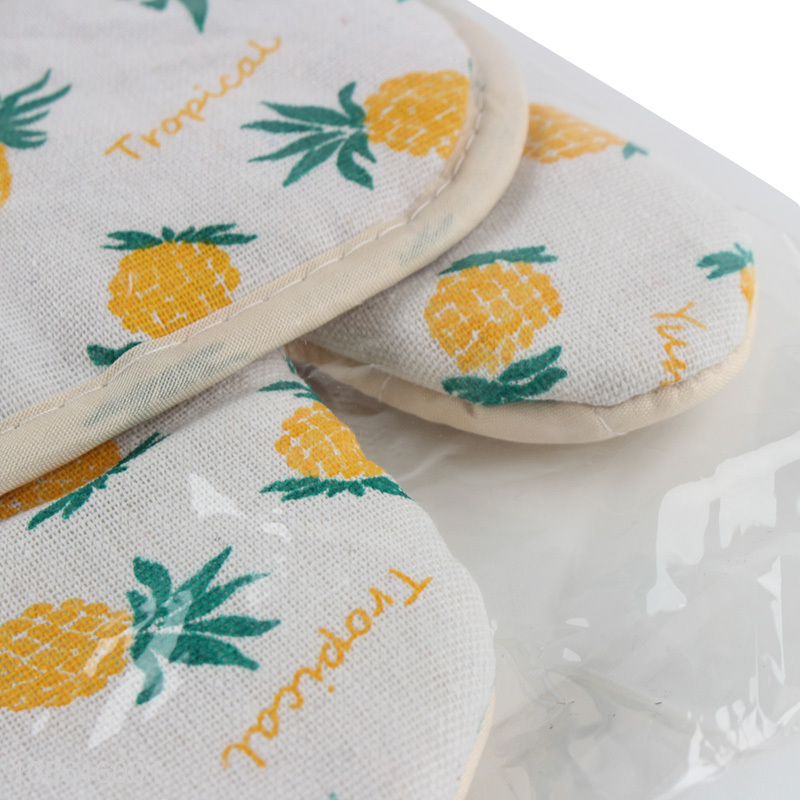 China supplier cotton and linen oven mitt and pot holder set for baking
