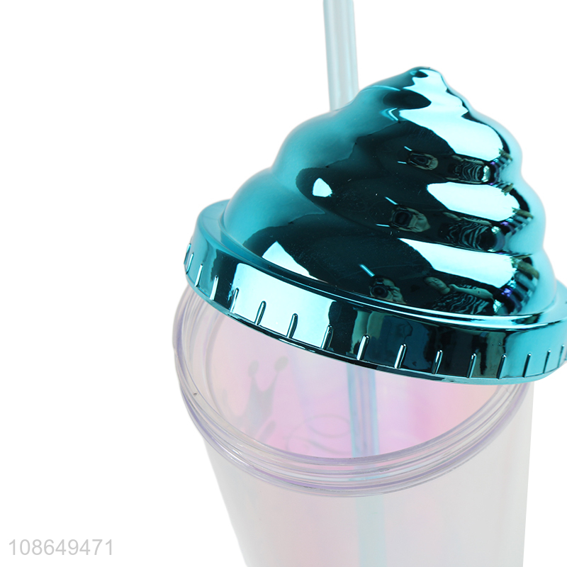 Online wholesale plastic coffee tumblers water cup with straw & straw