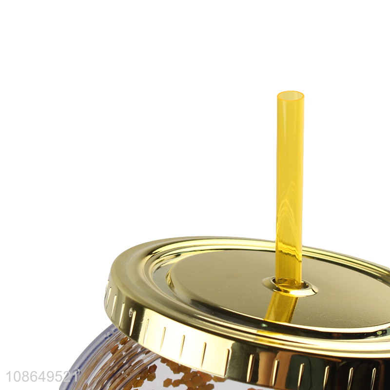 Hot selling stylish straw cup plastic water tumbler with straw