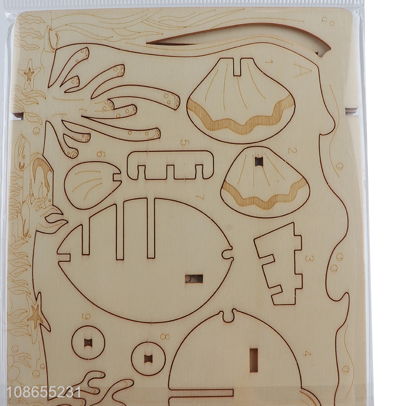 Popular products wooden theater 3d clown fish puzzle toys for children