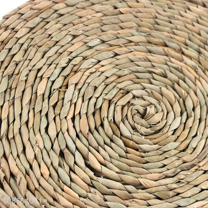 Wholesale 6pcs round woven placemats natural water hyacinth table mats
