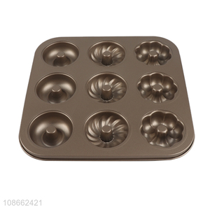 New arrival 9-hole non-stick carbon steel baking pan donut mold
