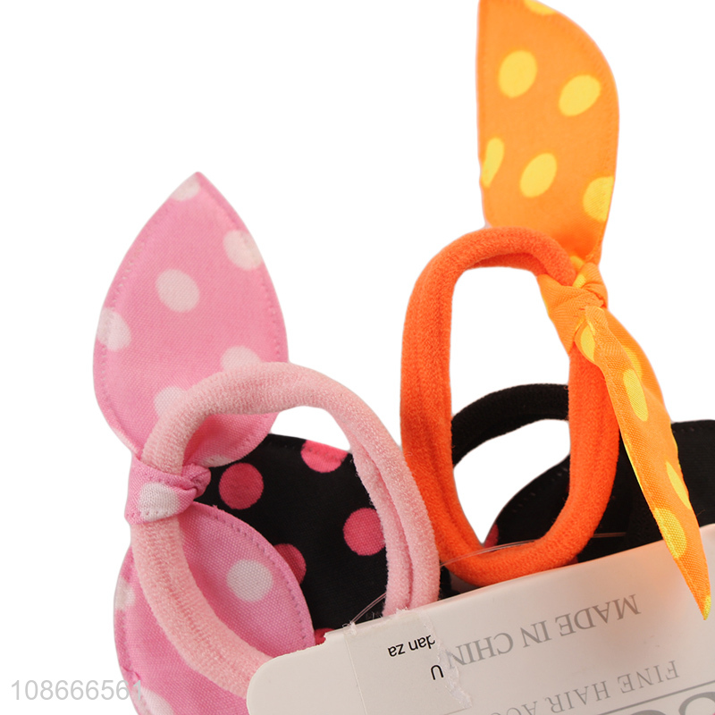Wholesale cute polka dot rabbit ear hair bands hair rings for girls